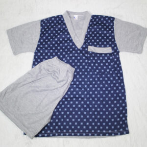pijama azul estampada y gris