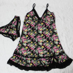 bata sexy de seda estampado rosas