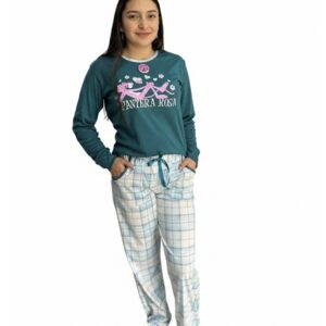 pijama dama algodón pantera rosa (verde)